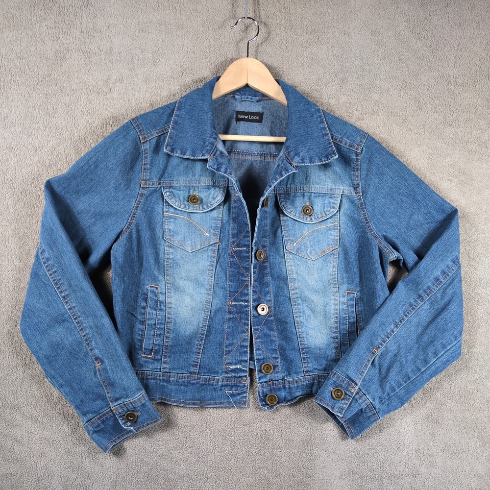 New Look Jean Jacket Womens XL Blue Denim Cotton Stretch Classic Streetwear